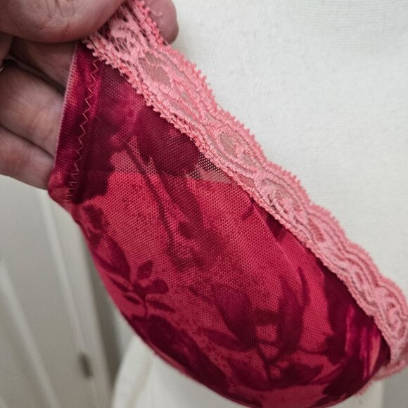 Natori Pink Lace Floral Underwire Bra 36D Romantic Pinup Coquette Valentine's - Picture 7 of 14